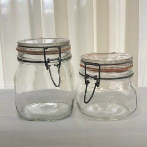 Set of Vintage Glass Bail & Trigger Jar Canisters